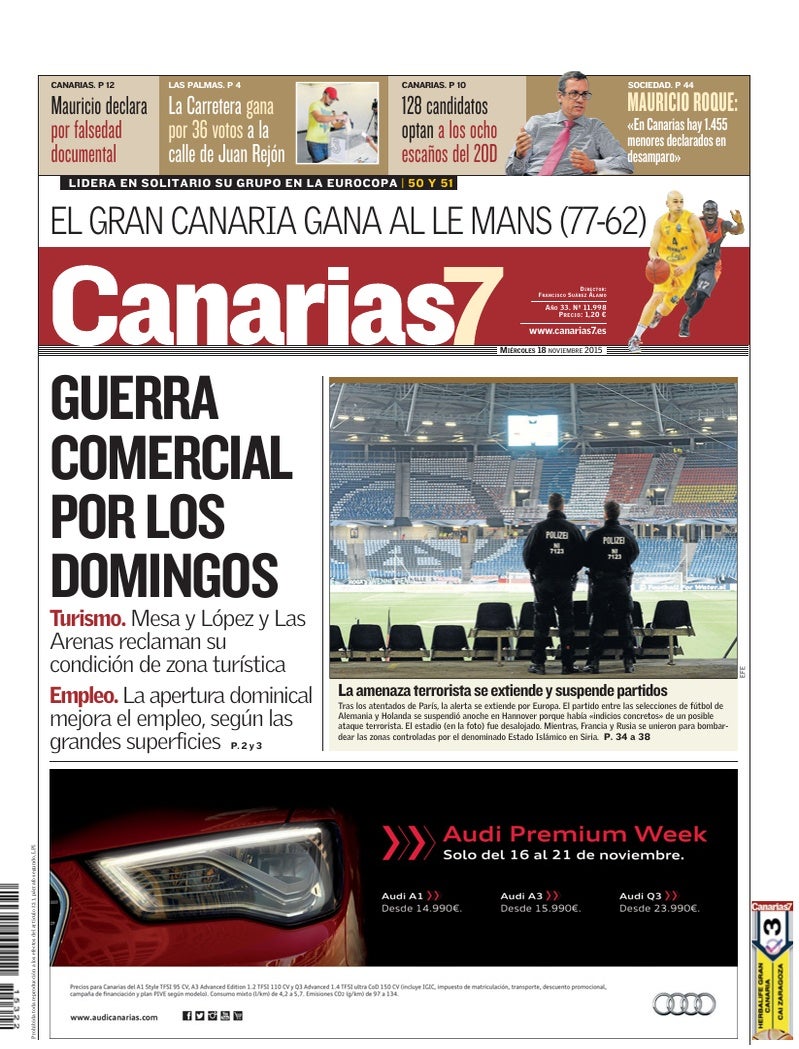Portada Canarias7 18-11-2015
