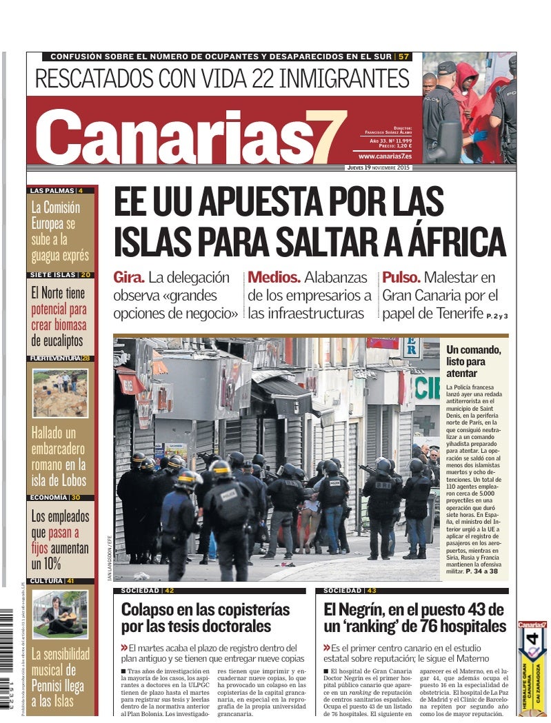 Portada Canarias7 19-11-2015