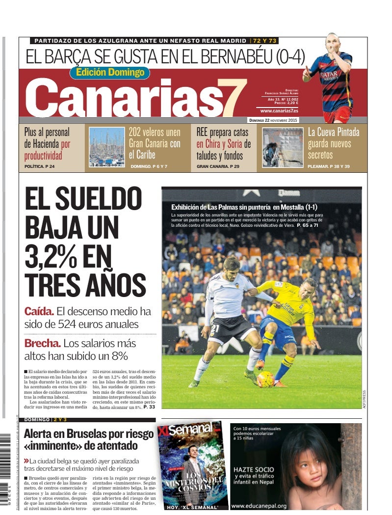 Portada Canarias7 22-11-2015