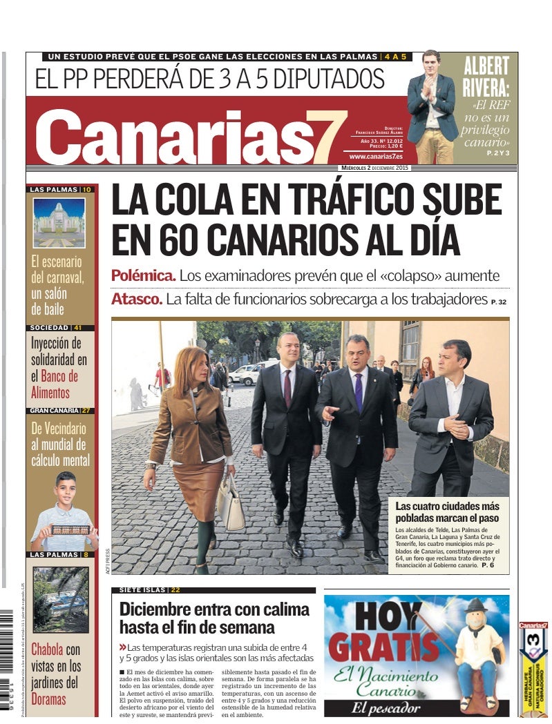 Portada Canarias7 02-12-2015