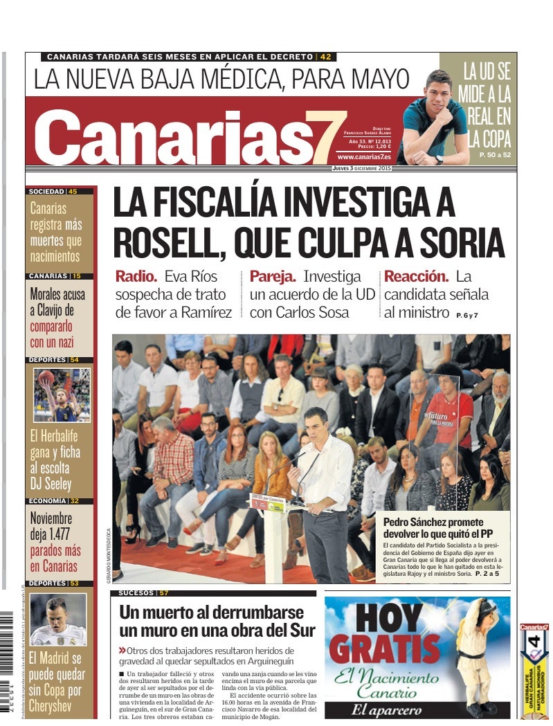 Portada Canarias7 03-12-2015