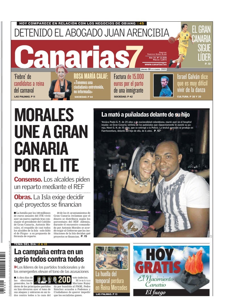 Portada Canarias7 10-12-2015