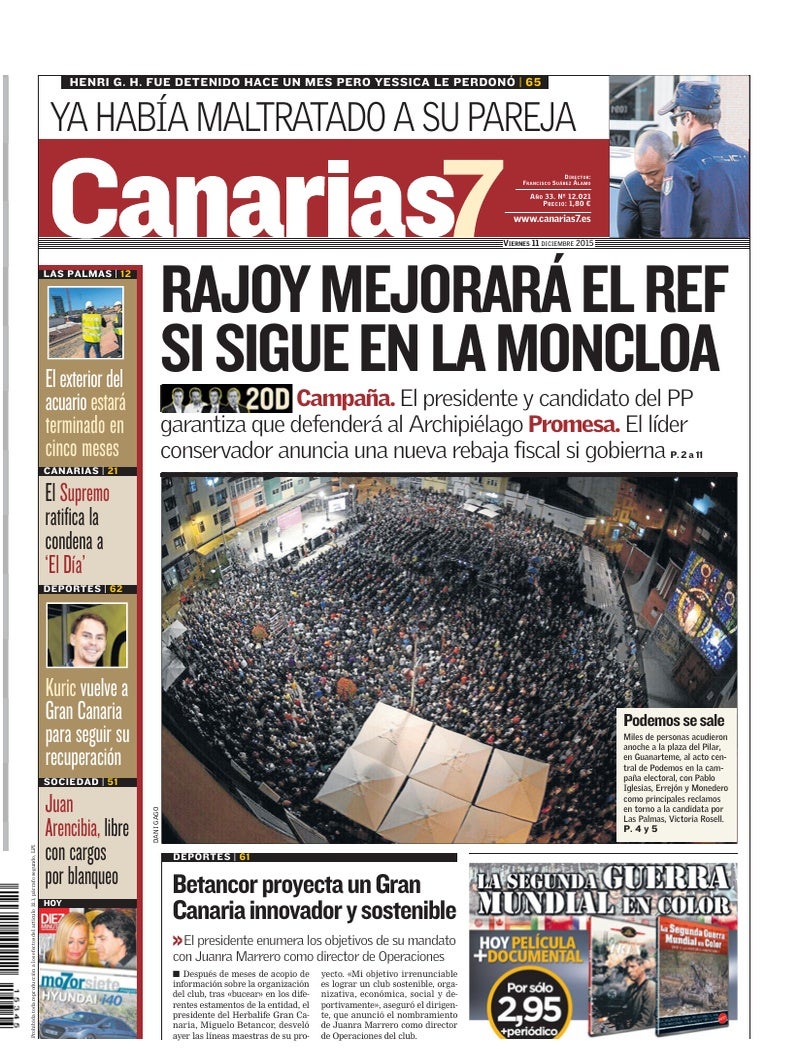 Portada Canarias7 11-12-2015