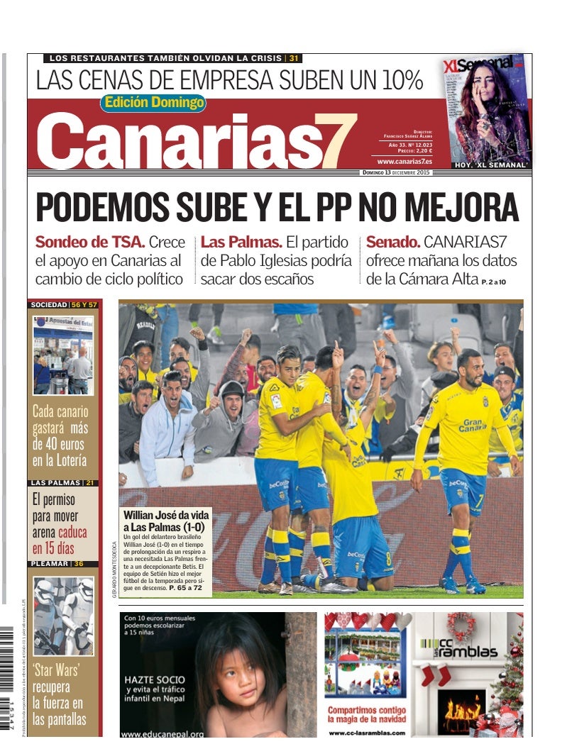 Portada Canarias7 13-12-2015