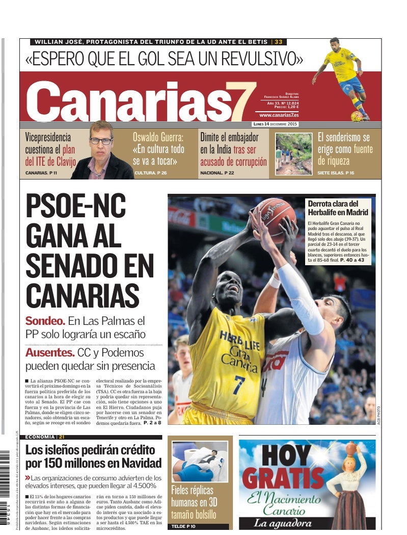 Portada Canarias7 14-12-2015