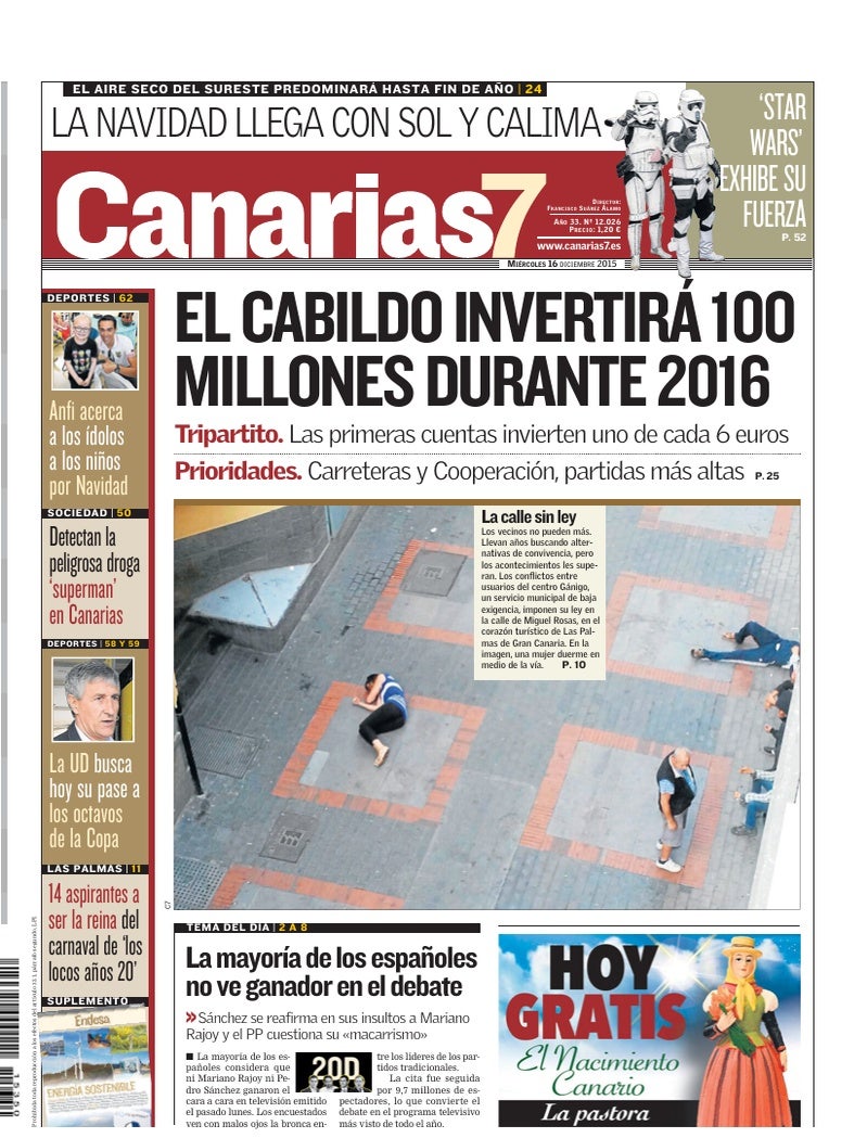 Portada Canarias7 16-12-2015