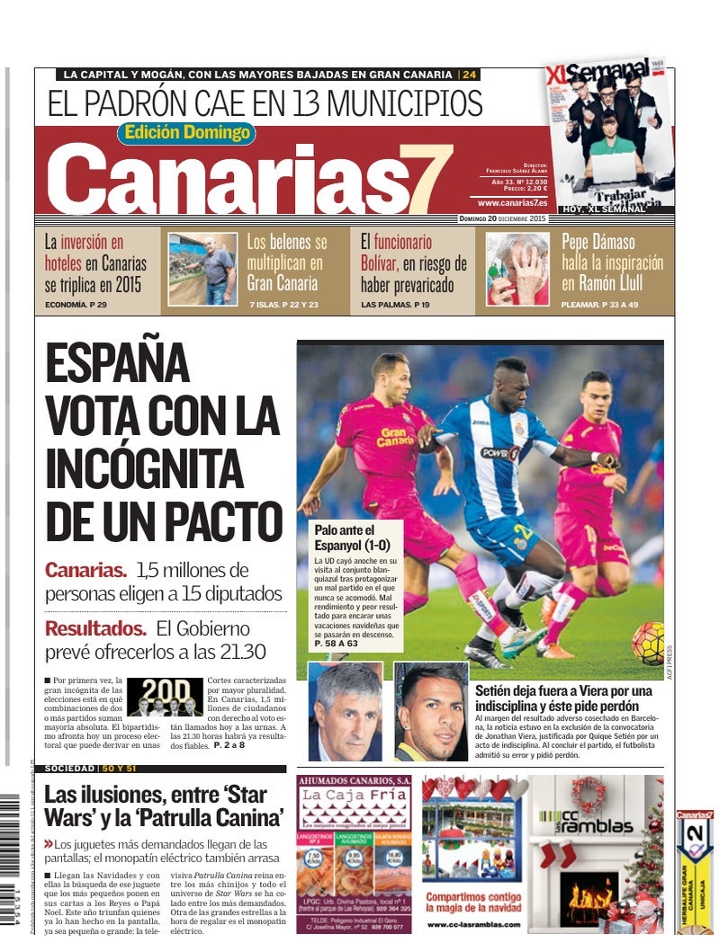 Portada Canarias7 20-12-2015