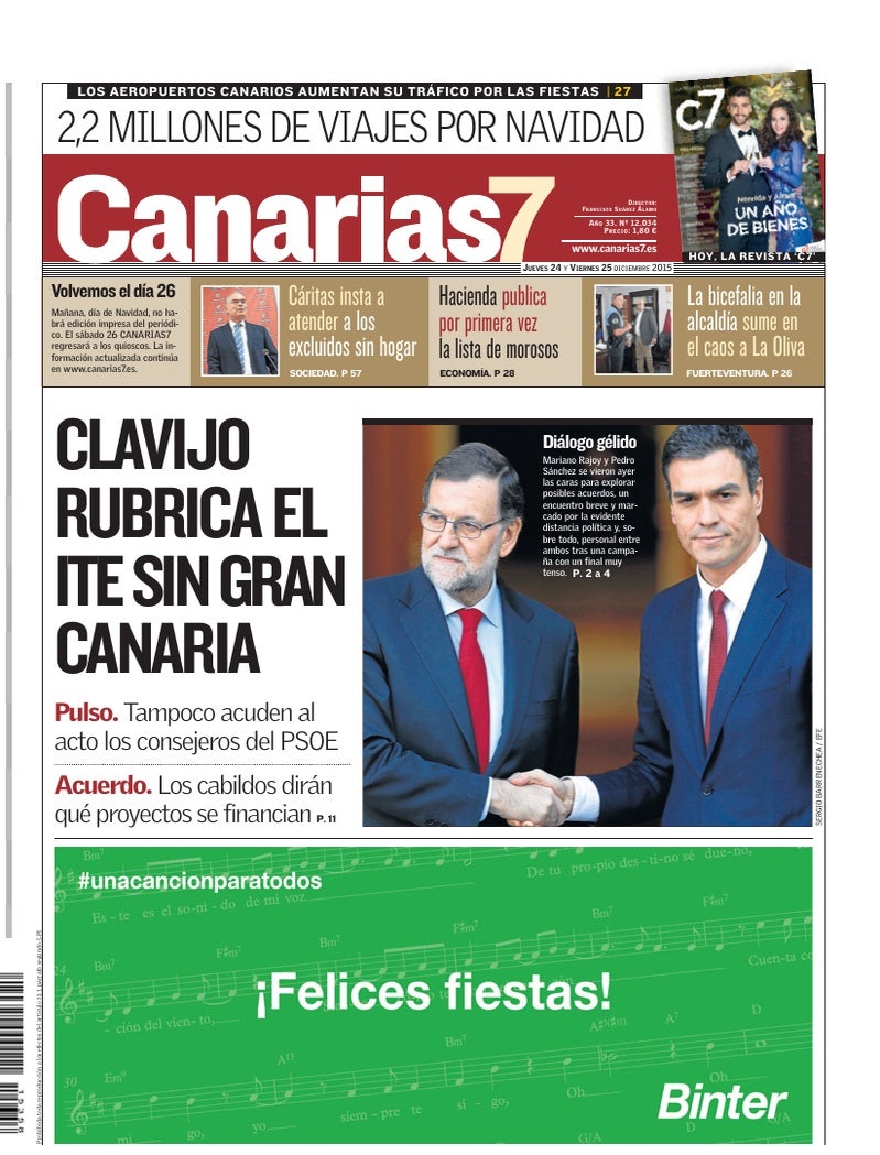 Portada Canarias7 24-12-2015