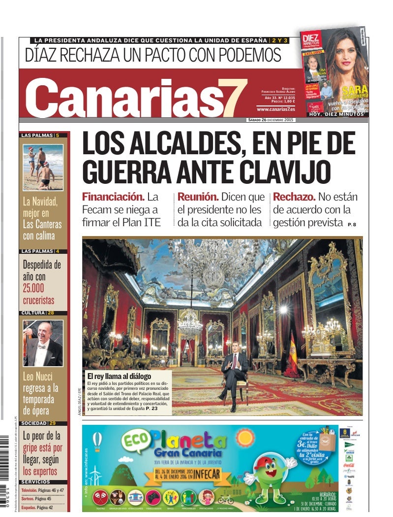 Portada Canarias7 26-12-2015