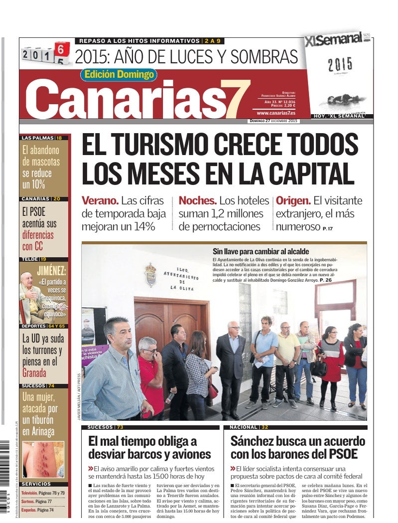 Portada Canarias7 27-12-2015