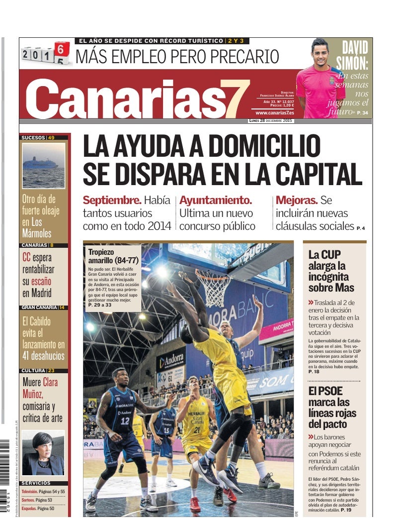 Portada Canarias7 28-12-2015