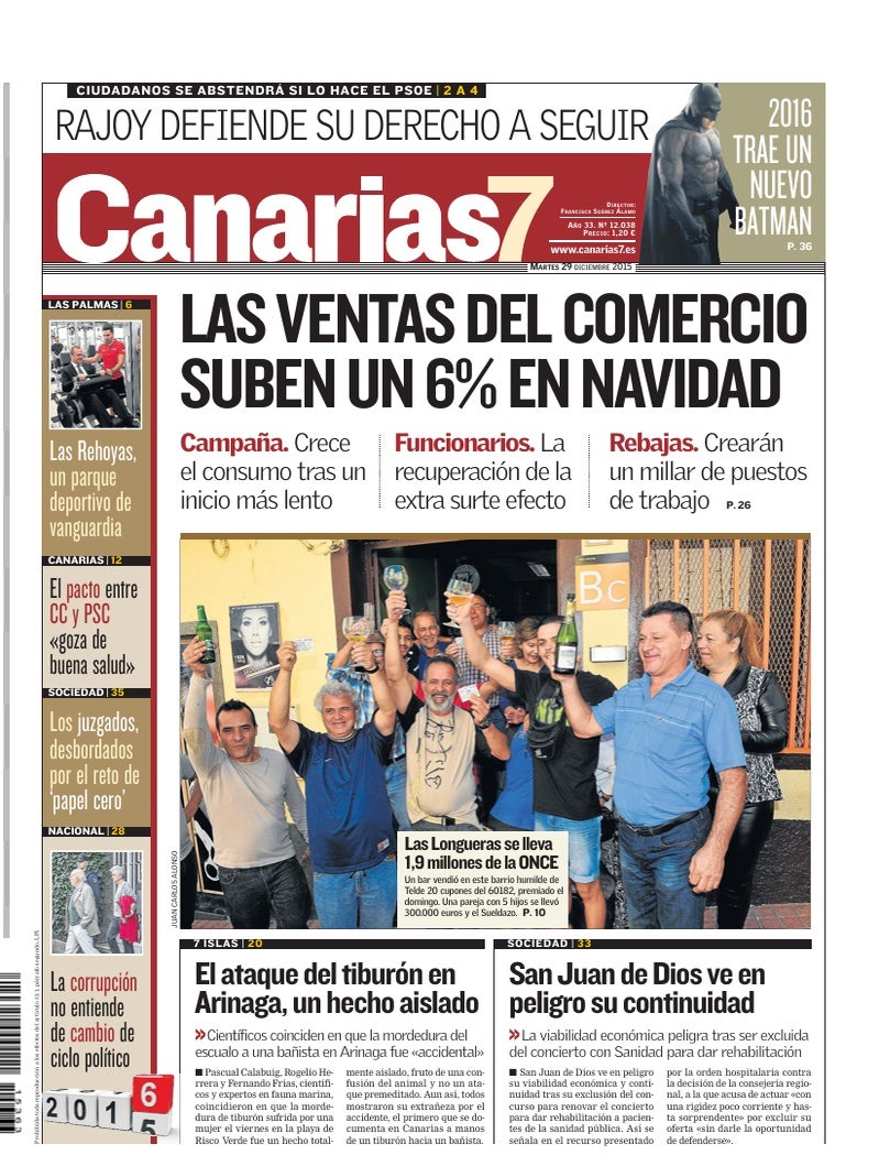 Portada Canarias7 29-12-2015