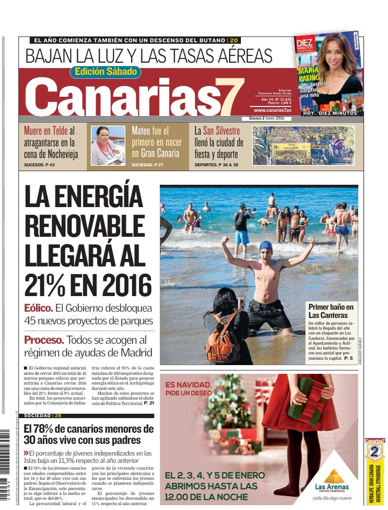 Portada Canarias7 02-01-2016
