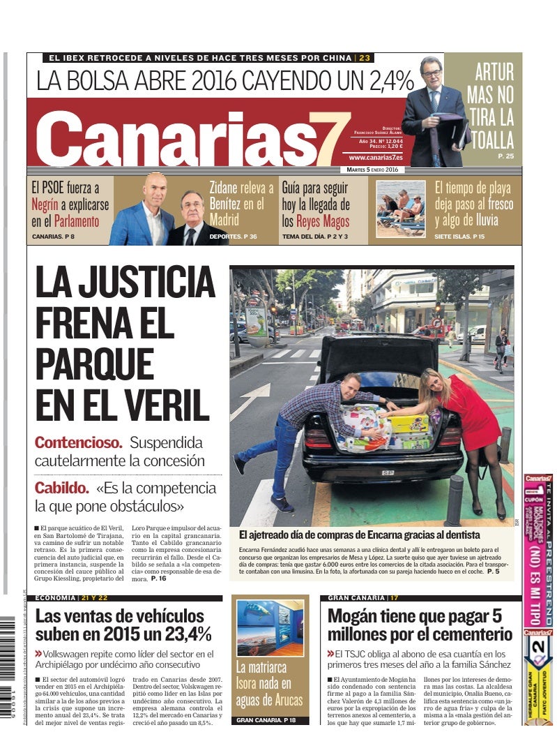 Portada Canarias7 05-01-2016