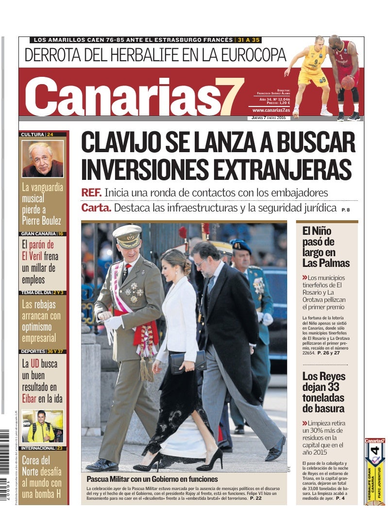 Portada Canarias7 07-01-2016