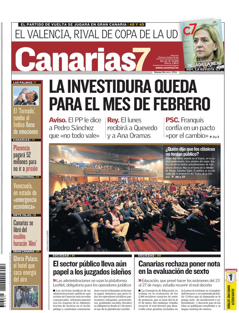 Portada Canarias7 16-01-2016