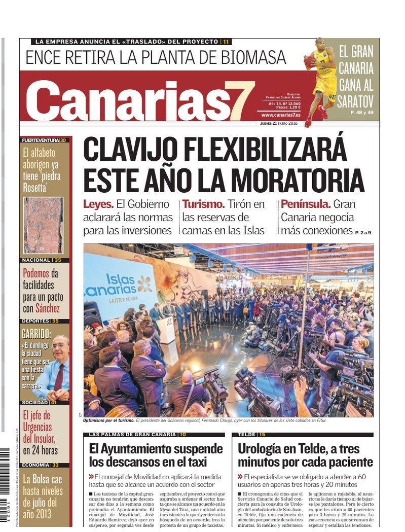 Portada Canarias7 21-01-2016