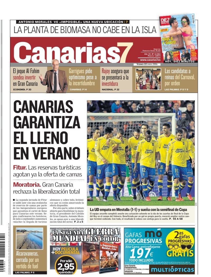 Portada Canarias7 22-01-2016