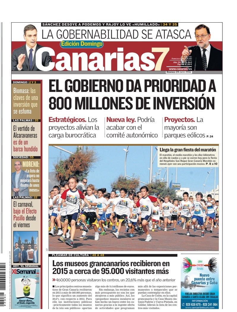 Portada Canarias7 24-01-2016