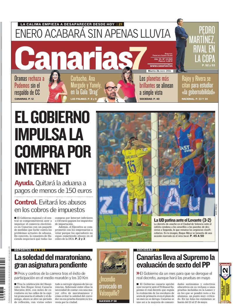Portada Canarias7 26-01-2016