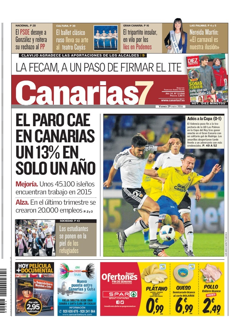 Portada Canarias7 29-01-2016