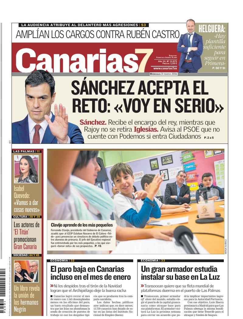Portada Canarias7 03-02-2016