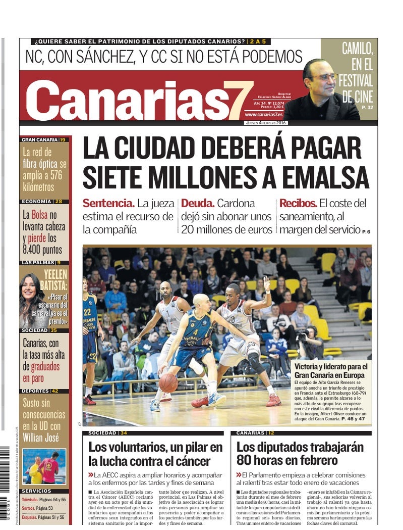Portada Canarias7 04-02-2016