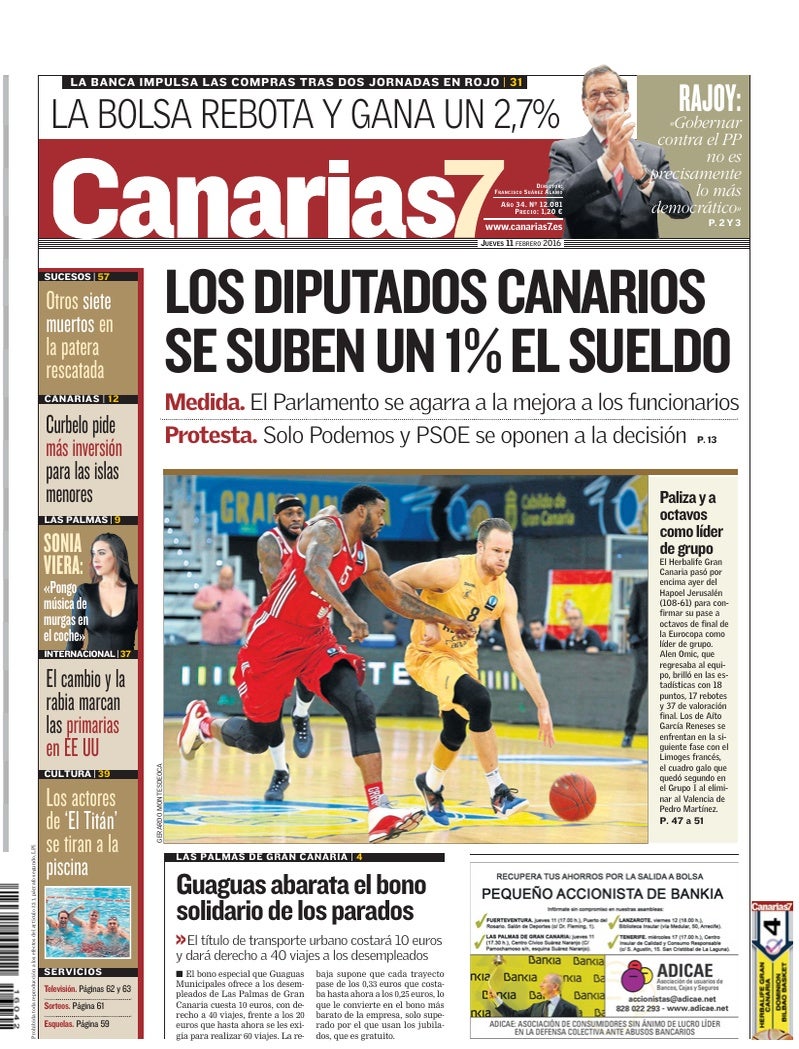 Portada Canarias7 11-02-2016