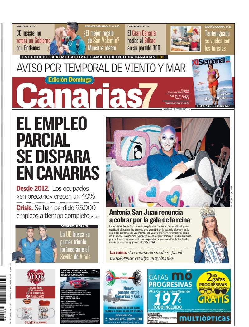 Portada Canarias7 14-02-2016