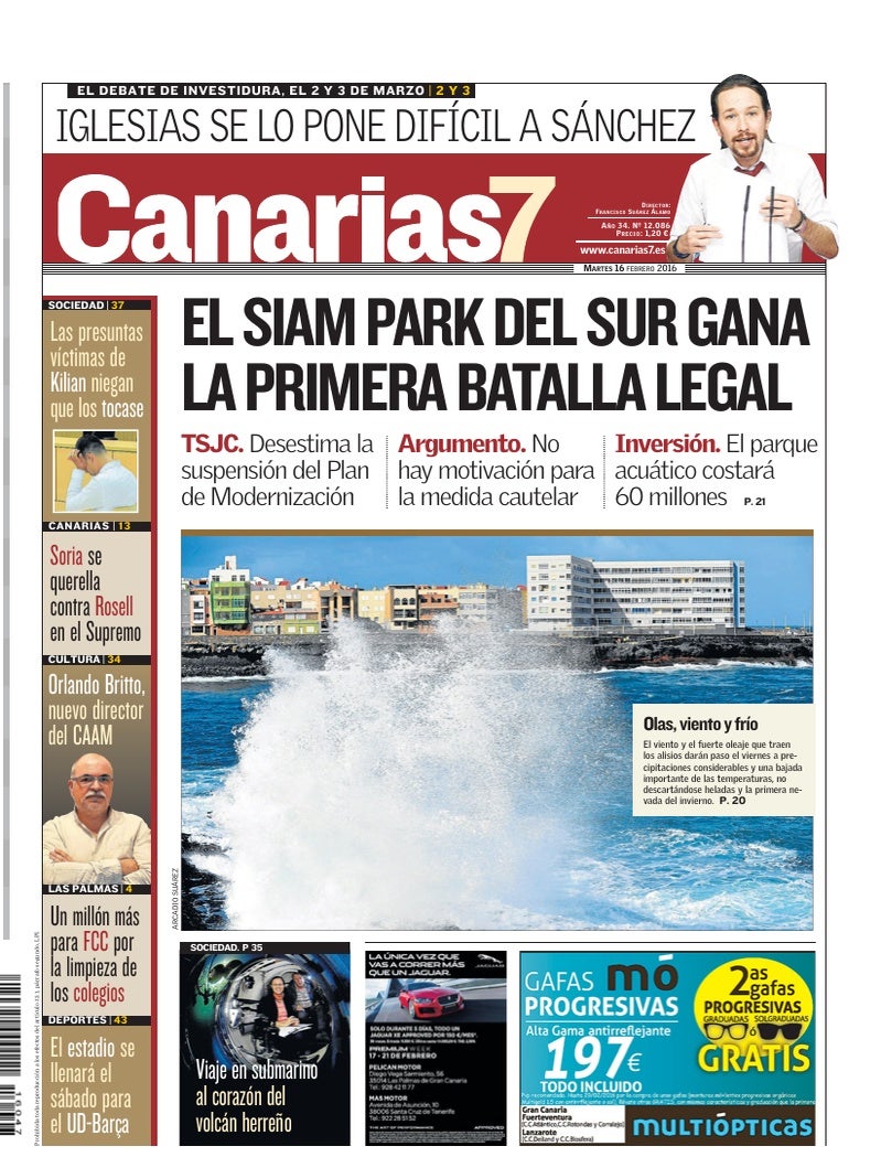 Portada Canarias7 16-02-2016