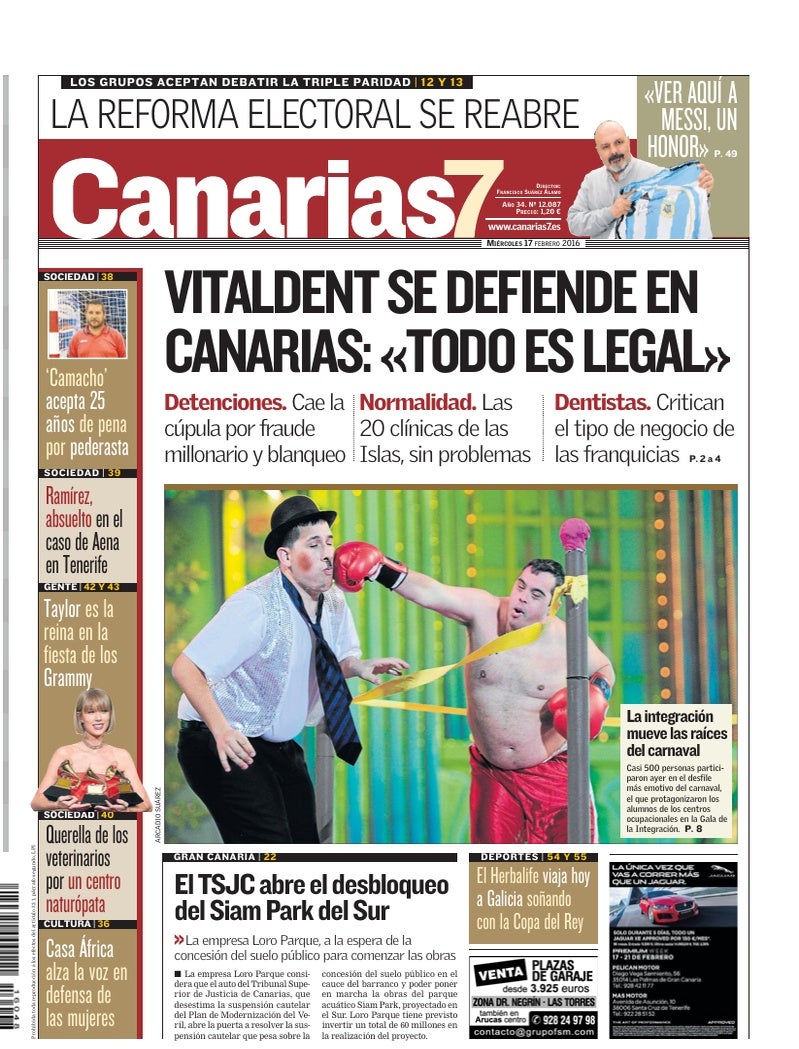 Portada Canarias7 17-02-2016
