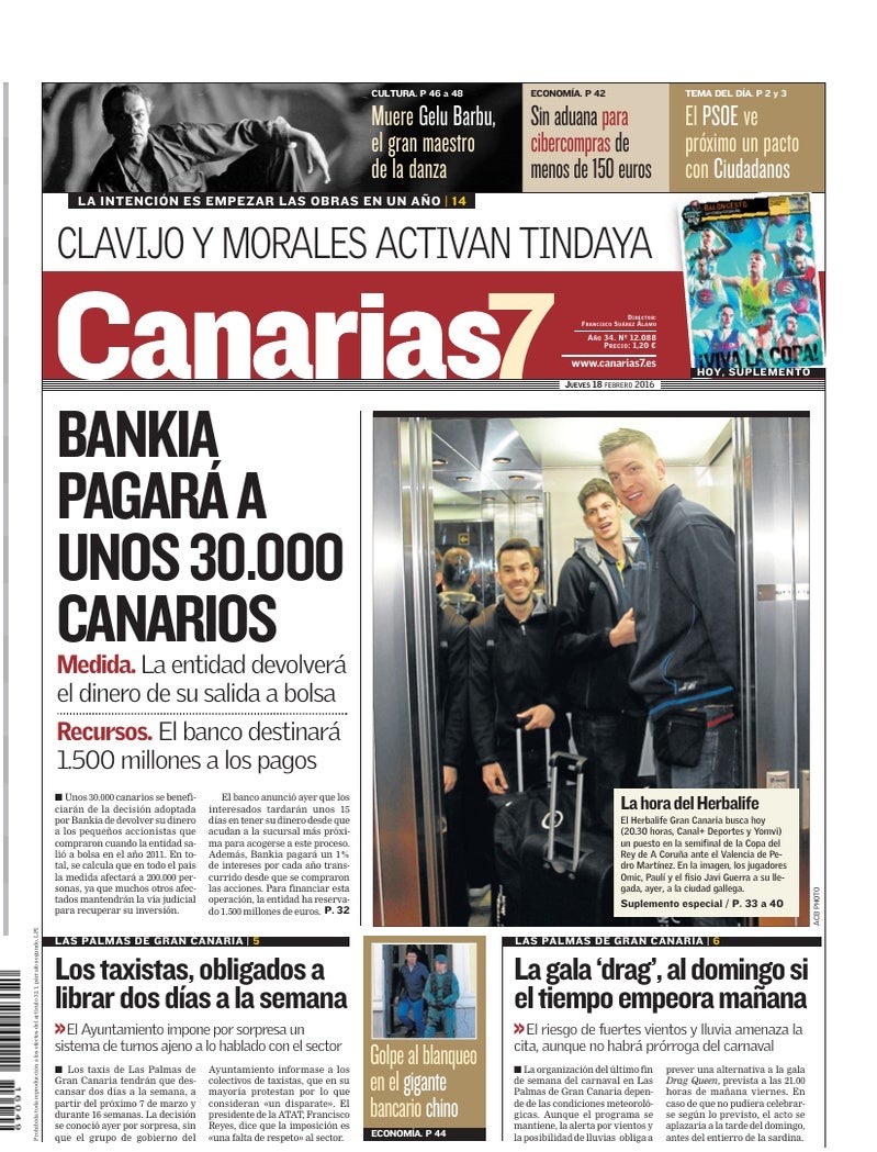 Portada Canarias7 18-02-2016