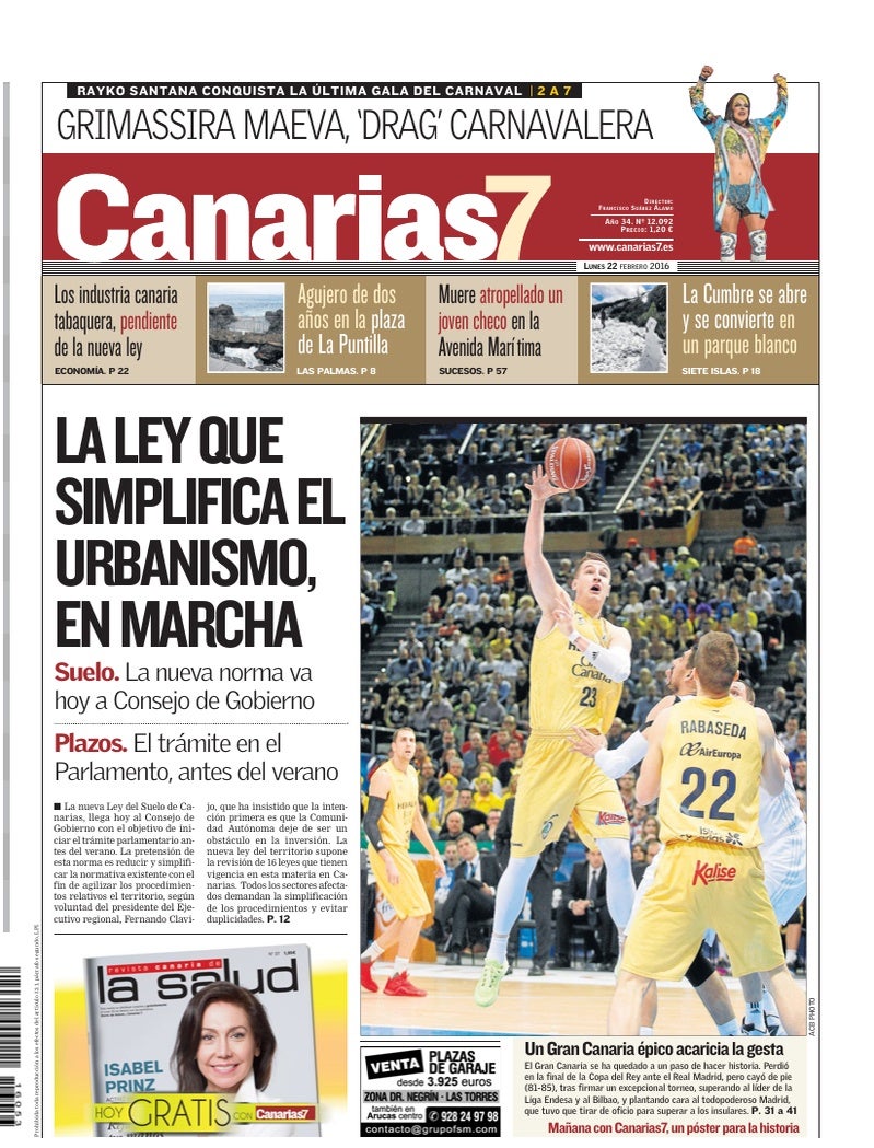 Portada Canarias7 22-02-2016