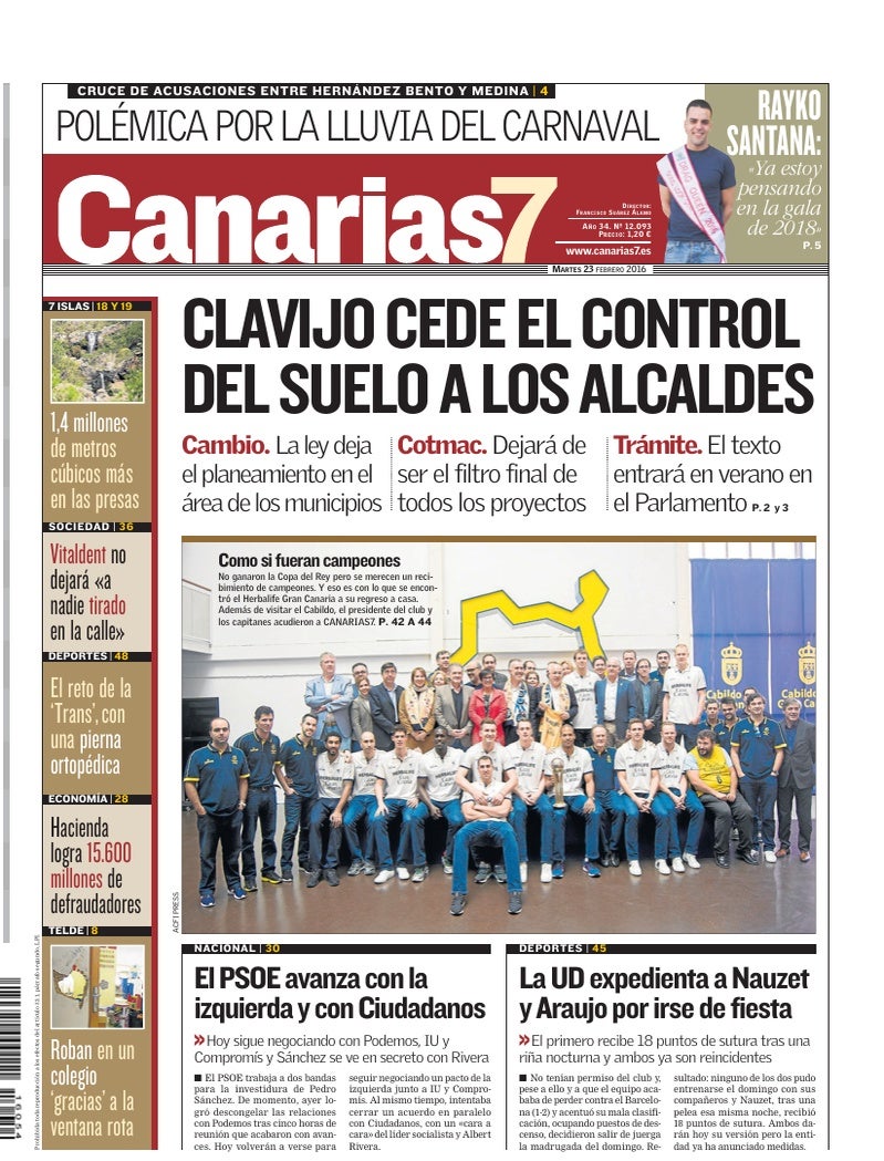 Portada Canarias7 23-02-2016