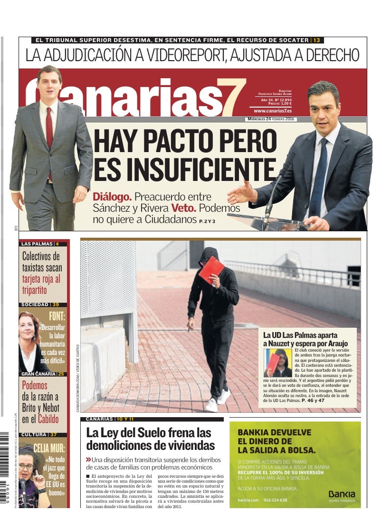 Portada Canarias7 24-02-2016
