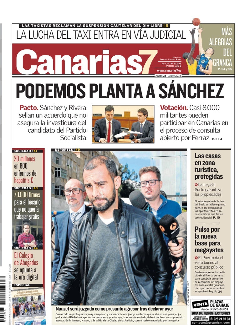Portada Canarias7 25-02-2016