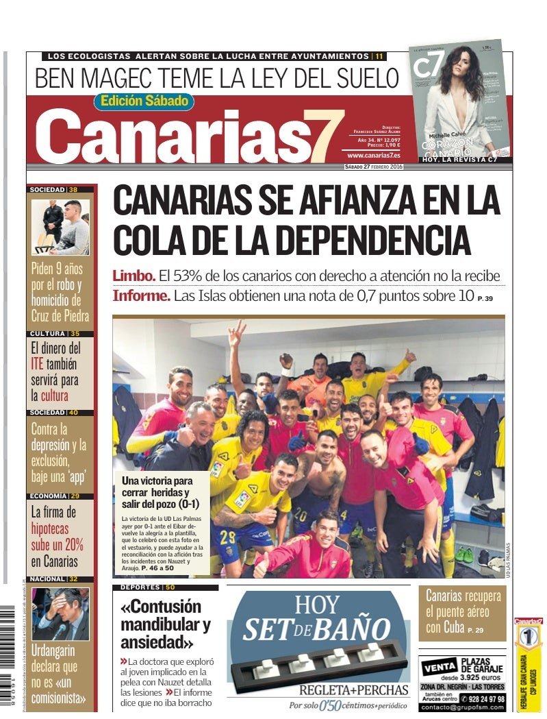 Portada Canarias7 27-02-2016