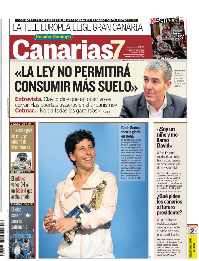 Portada Canarias7 28-02-2016