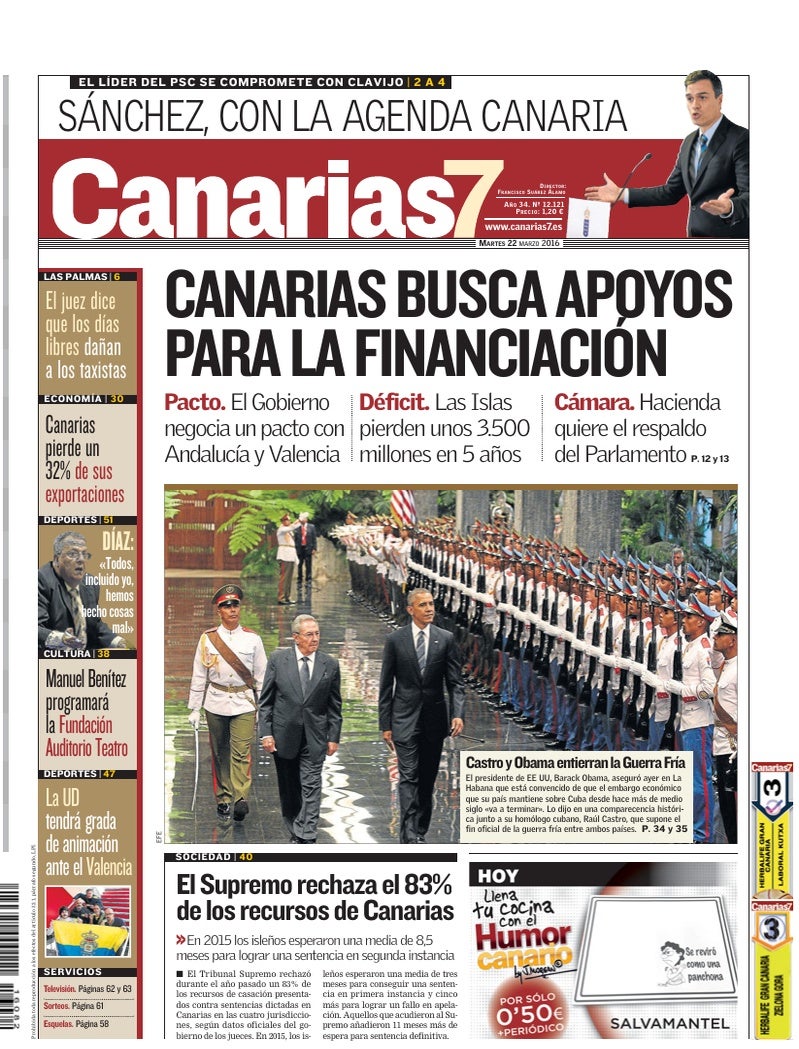 Portada Canarias7 22-03-2016