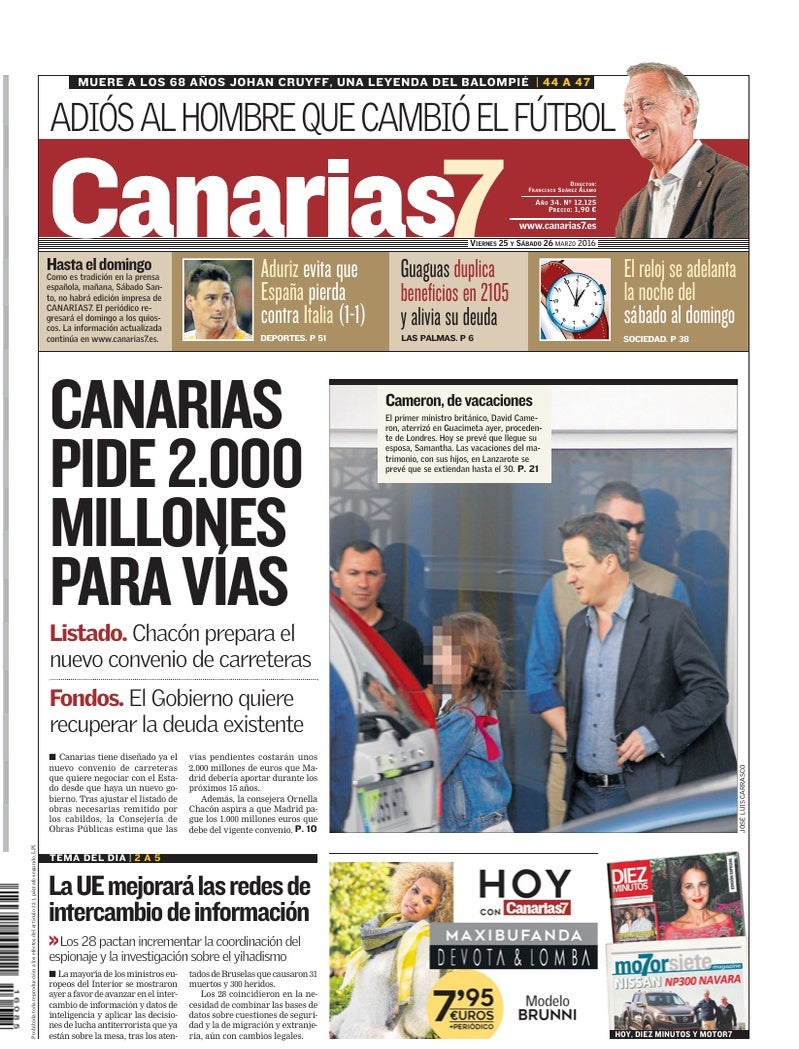 Portada Canarias7 25-03-2016