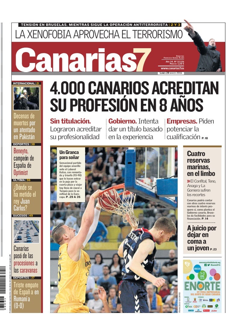 Portada Canarias7 28-03-2016