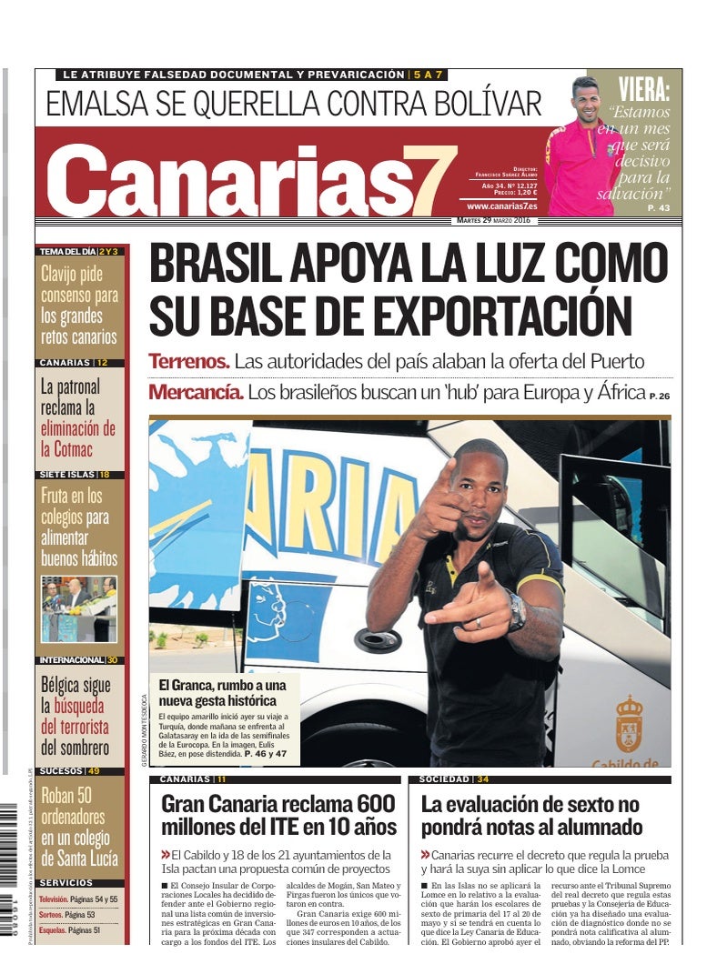 Portada Canarias7 29-03-2016