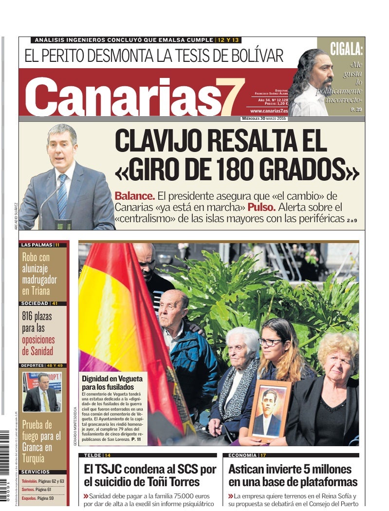 Portada Canarias7 30-03-2016