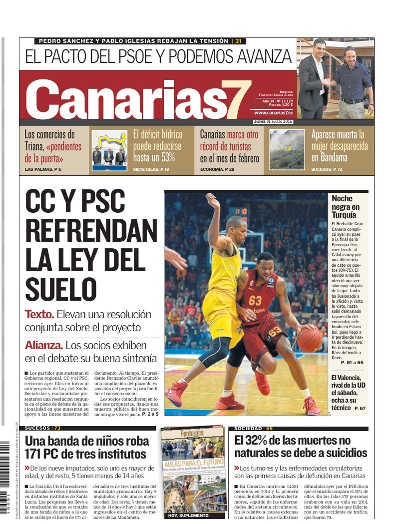 Portada Canarias7 31-03-2016