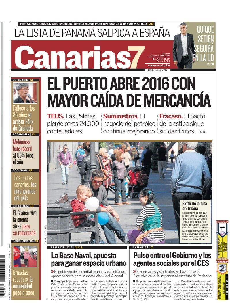 Portada Canarias7 04-04-2016