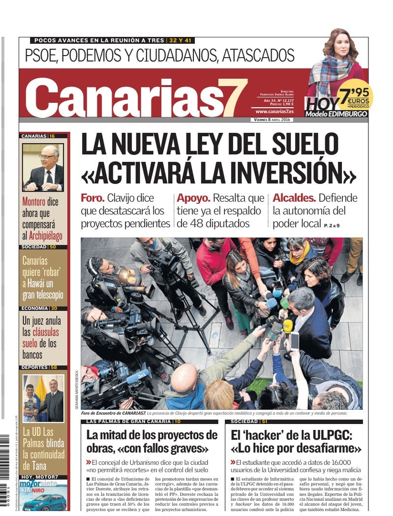 Portada Canarias7 08-04-2016