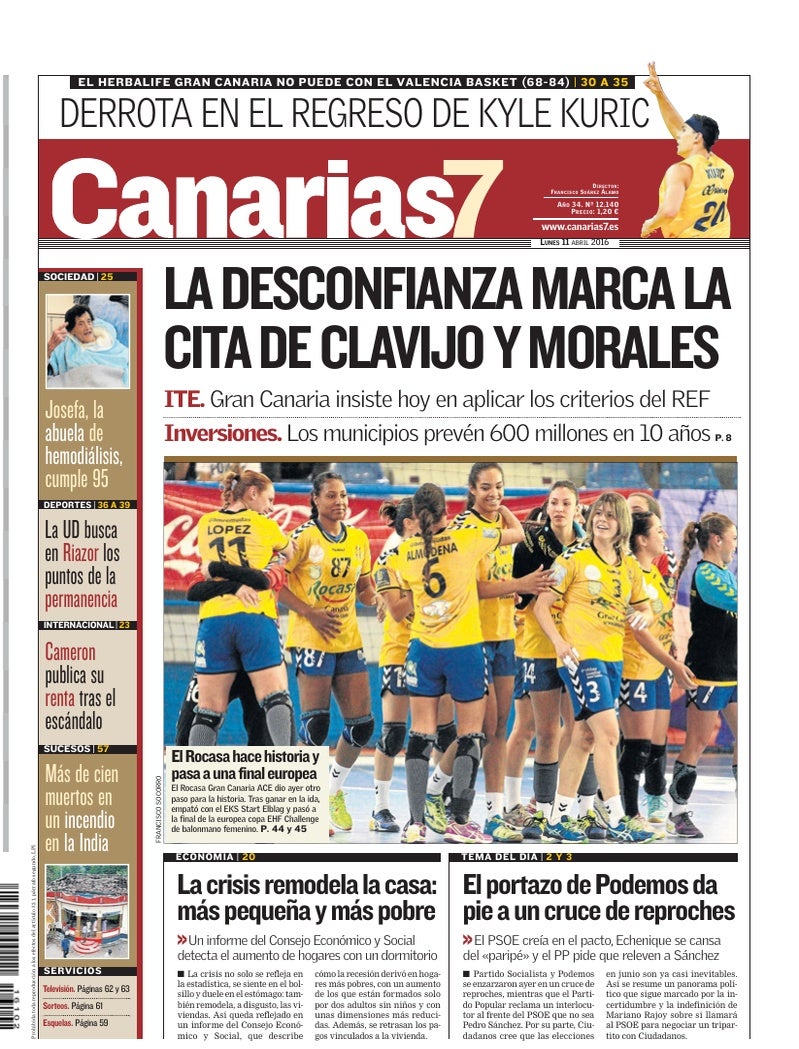 Portada Canarias7 11-04-2016