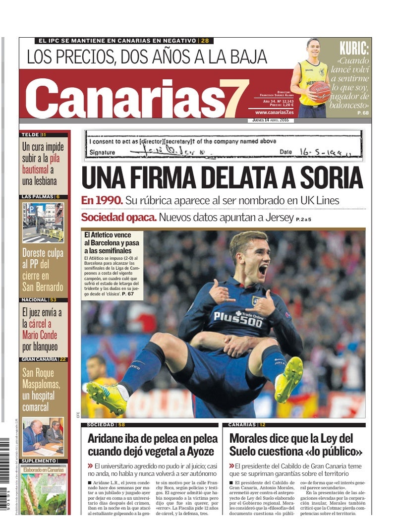 Portada Canarias7 14-04-2016