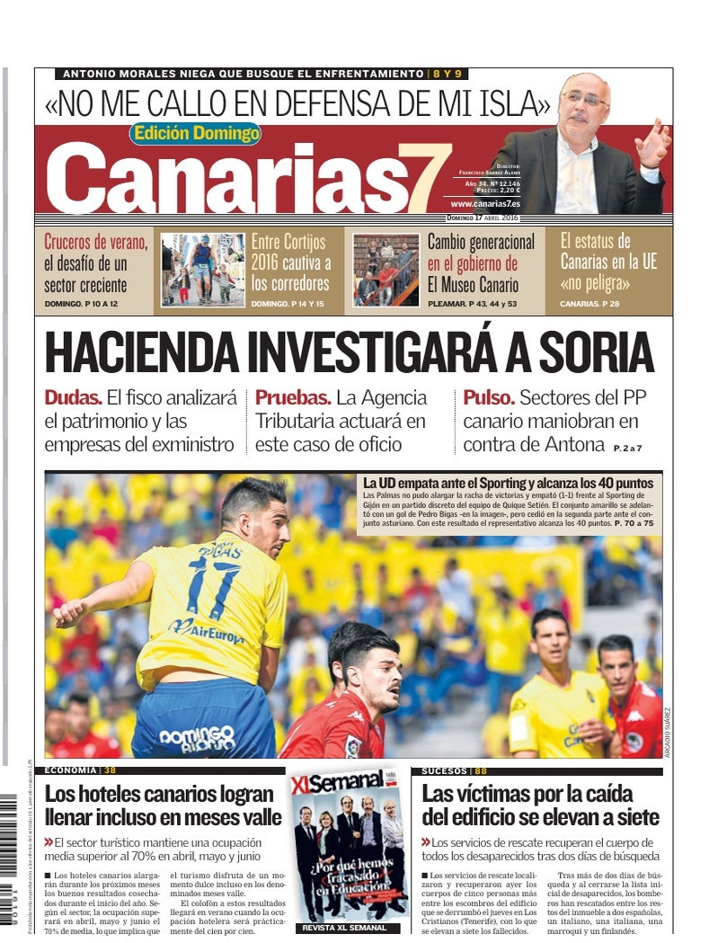 Portada Canarias7 17-04-2016