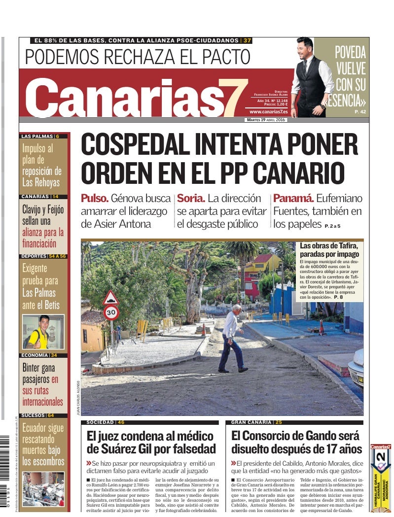 Portada Canarias7 19-04-2016
